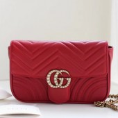Gucci GG Marmont Matlase Women Shoulder Bag,22CM - 구찌 GG 마몬트 마틀라세 여성용 숄더백 446744,GUB0475,22CM,레드