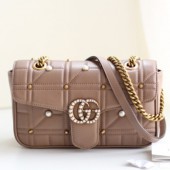 Gucci GG Marmont Matlase Women Shoulder Bag,26CM - 구찌 GG 마몬트 마틀라세 여성용 숄더백 443497,GUB0481,26CM,베이지