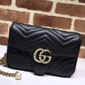 Gucci GG Marmont Matlase Women Shoulder Bag,22CM - 구찌 GG 마몬트 마틀라세 여성용 숄더백 446744,GUB0488,22CM,블랙