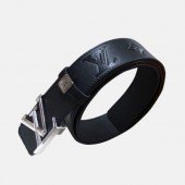 Louis vuitton 2019 Mens Signature Initial Logo Buckle Leather Belt - 루이비통 남성 신상 시그니처 이니셜 로고 버클 레더 벨트 Lou0832x.Size(3.4cm).블랙은장