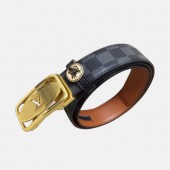 Louis vuitton 2019 Mens Signature Initial Logo Buckle Damier Leather Belt - 루이비통 남성 신상 시그니처 이니셜 로고 버클 다미에 레더 벨트 Lou0852x.Size(3.4cm).블랙금장