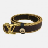 Louis vuitton 2019 Mens Signature Initial Logo Buckle Leather Belt - 루이비통 남성 신상 시그니처 이니셜 로고 버클 레더 벨트 Lou0863x.Size(3.8cm).브라운금장