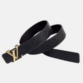 Louis vuitton 2019 Mens Signature Initial Logo Buckle Leather Belt - 루이비통 남성 신상 시그니처 이니셜 로고 버클 레더 벨트 Lou0867x.Size(4.0cm).블랙금장