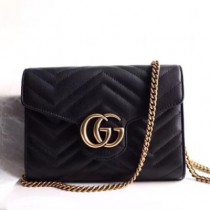 Gucci GG Marmont Matlase Women Chain Shoulder Bag,20CM - 구찌 GG 마몬트 마틀라세 여성용 체인 숄더백 474575,GUB0498,20CM,블랙